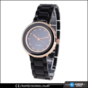 Montre bracelet rose en or rose, montre romanson quartz en acier inoxydable